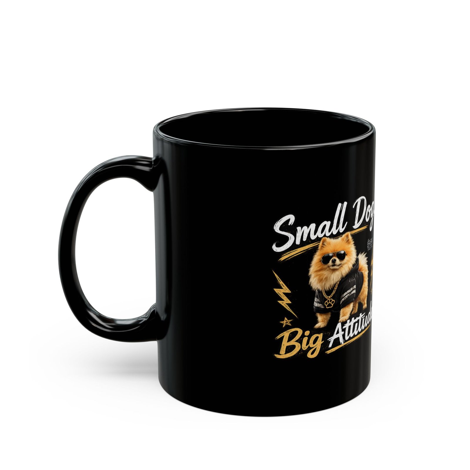 Barktastic Pomeranian Mug – "Small Dog, Big Attitude" Black Coffee Cup (11oz/15oz) - Image 3