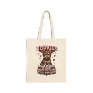 Yorkies Tote Bag — "Steal Your Heart" Cotton Canvas Tote
